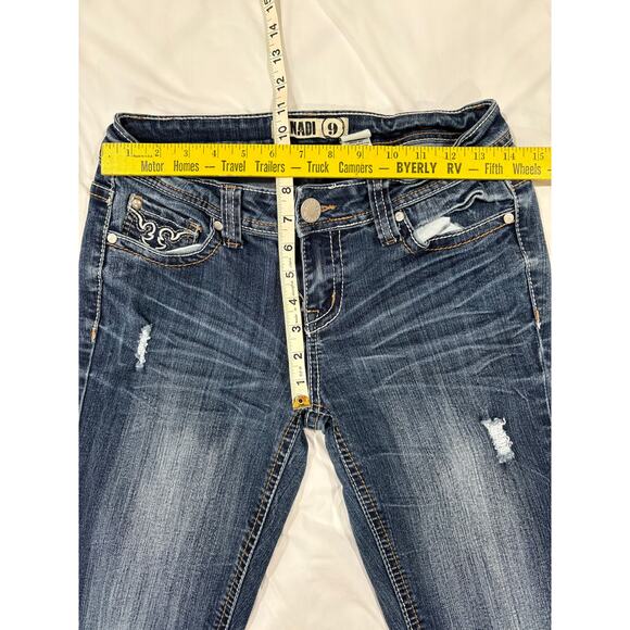 Zanadi Junior Size 9 Embellished Pockets Denim Skinny Low Rise Jeans - Picture 5 of 6